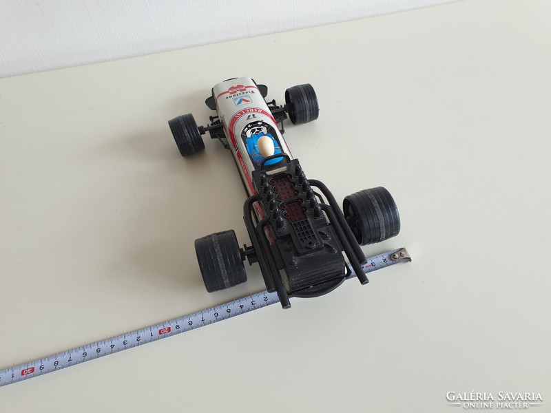 Régi retro fém és műanyag játék versenyautó autó 29,5 cm lemezjáték