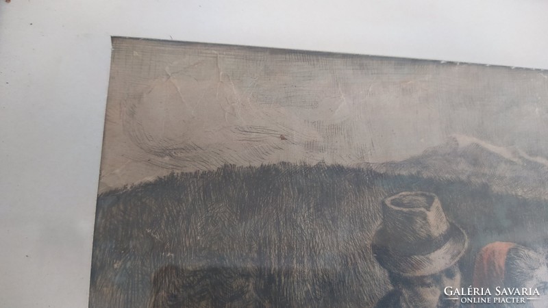 (K) signed etching (hankó?) 39X43 cm with frame