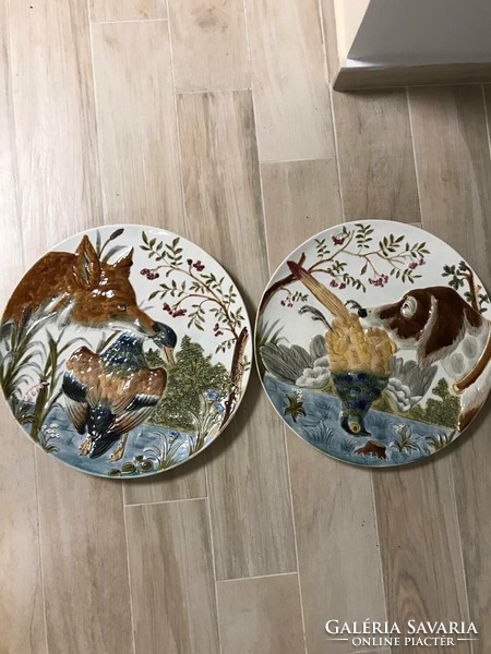 Pair of Austrian marked decorative wall bowls 44cm numbered