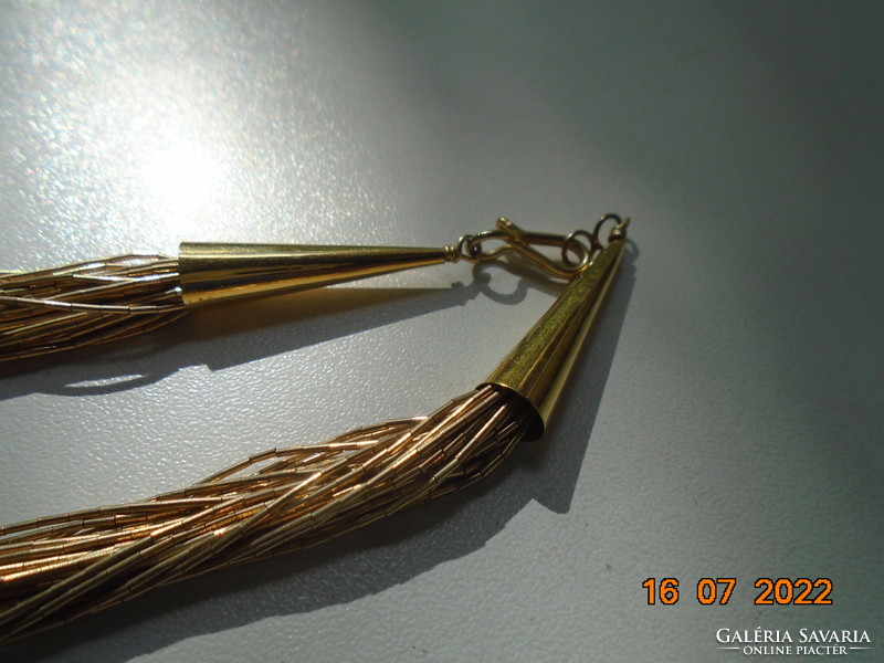 30 Rows of very thin gold-plated metal alloy tube of beads with neck blue gold-plated lock