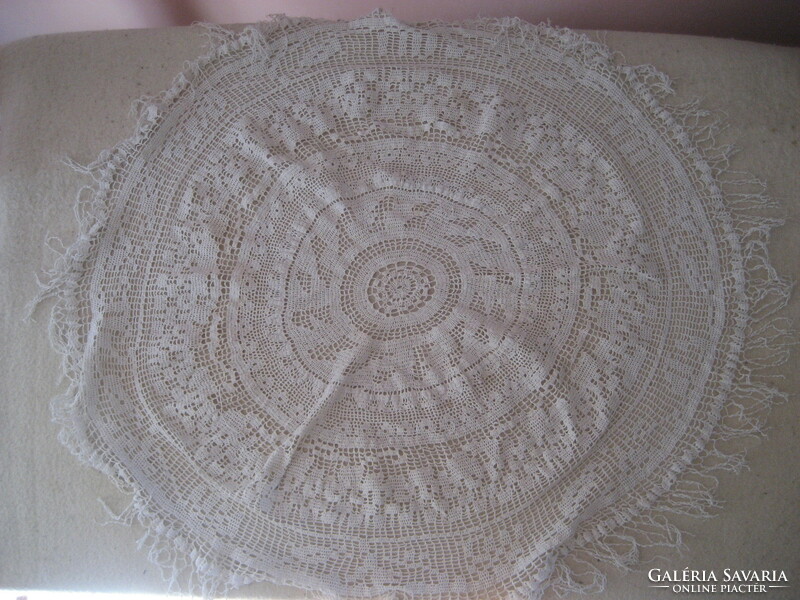 Old crochet round tablecloth