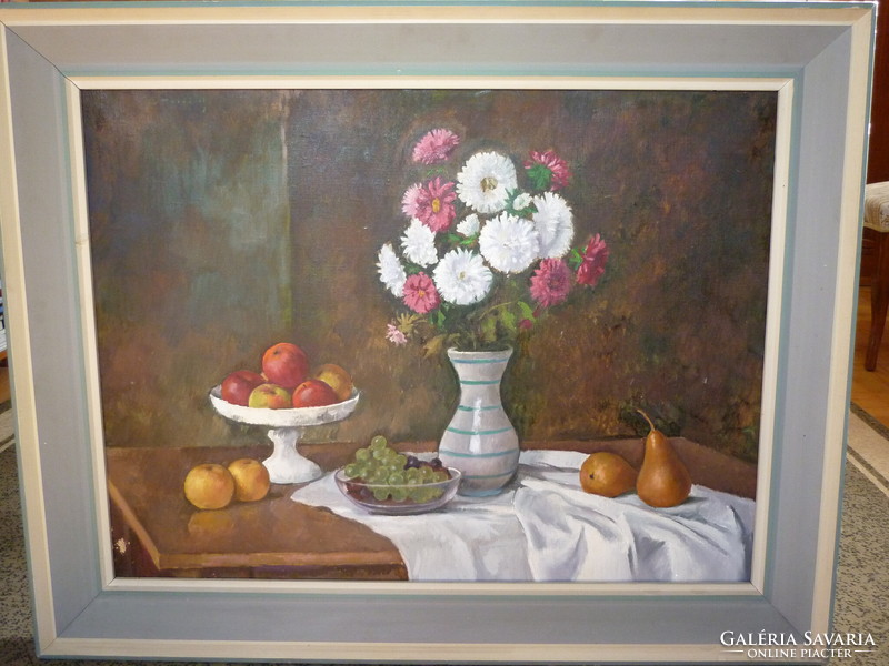 Miklós Bánovszky for sale: still life with flowers, oil on canvas, gallery painting