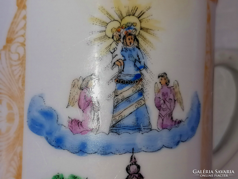 Zsolnay, nagyon ritka, Besenyői Szűz Mária mintás csésze, bögre