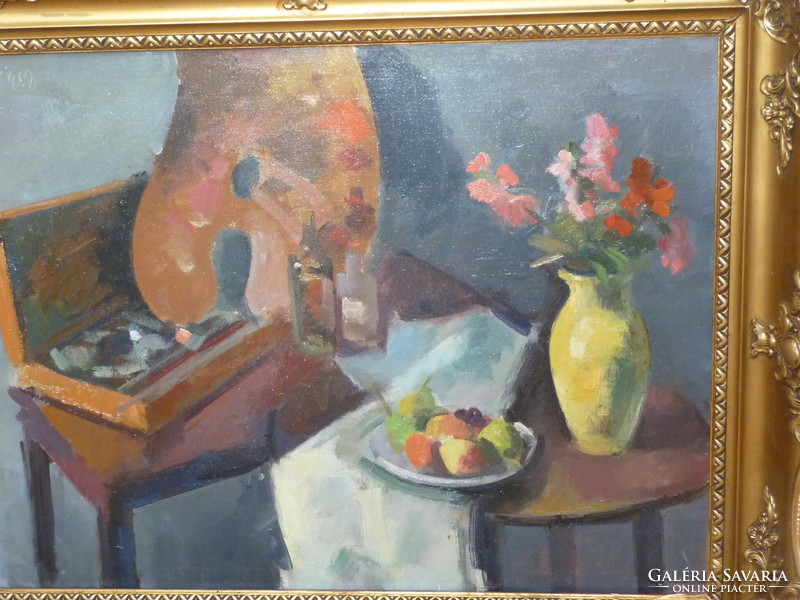 Ferenc doór for sale: oil on canvas, gallery painting entitled Flower still life