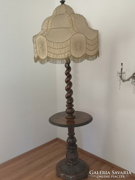 Antik nagy állólámpa eredeti búrával 210cm magas (lámpa, kisasztal)