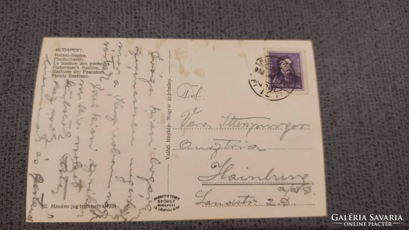 1936. évi képeslap Halászbástya Budapest