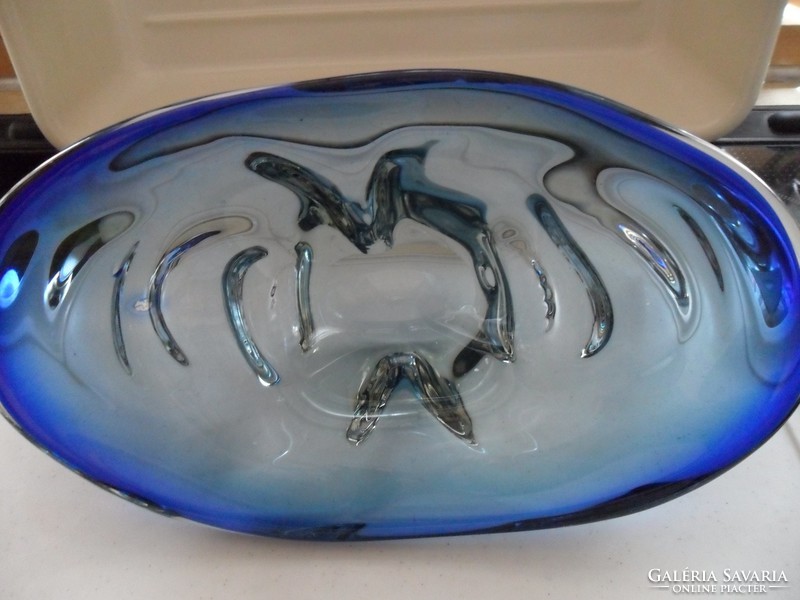Miroslav Klinger zelezny brod sklo alexandrite crystal blue tray, centerpiece, decoration