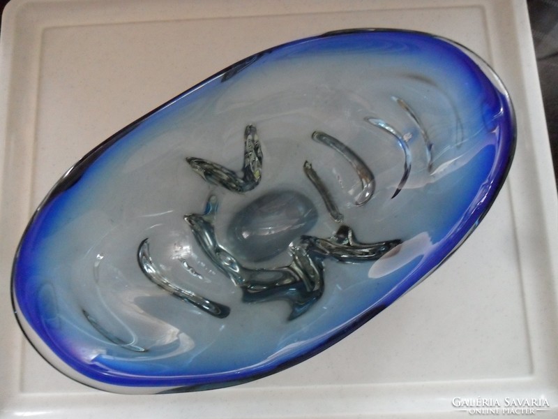 Miroslav Klinger zelezny brod sklo alexandrite crystal blue tray, centerpiece, decoration