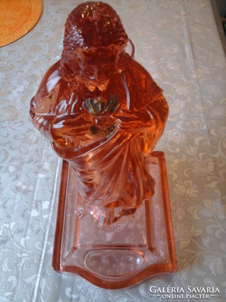 TK Antik Muránói műtárgy 1800-as évekbeli Jézus szobor az úr poharával latin feliratos 2.5 kg 31-cm