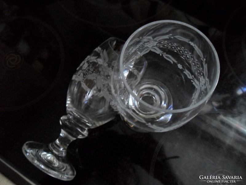 Pair of polished, monogrammed j k and g k hubner kristall salzburg glasses