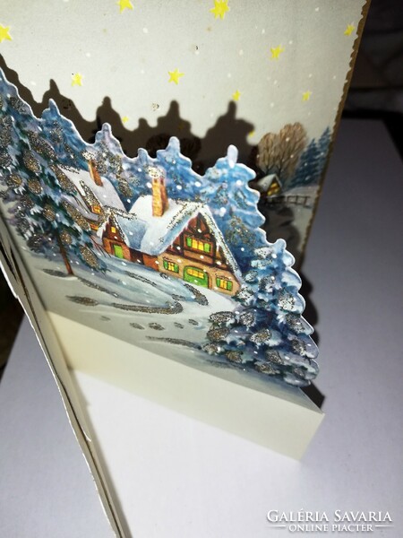 Spatial, glittery, vintage Christmas greeting card 304.