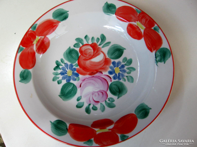 Pink hand-painted wall soup plate