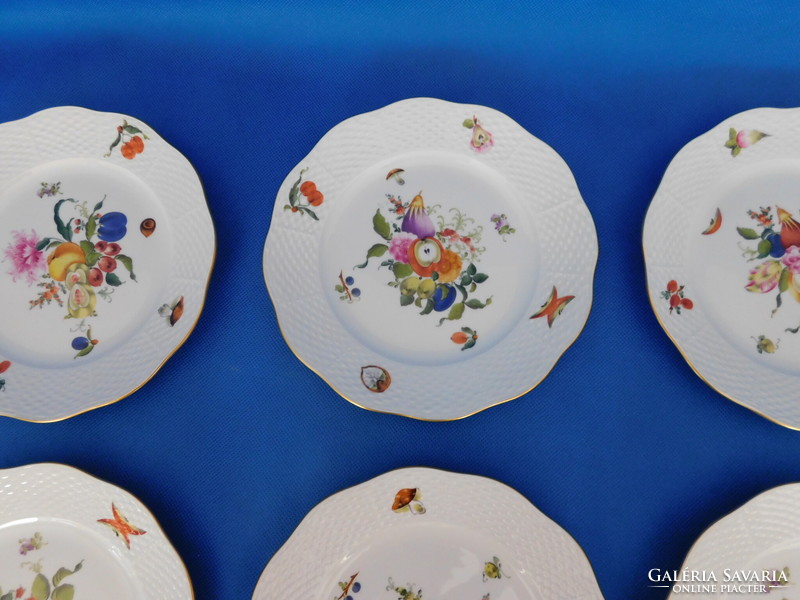 Set of 6 cookie plates with Herend fruit pattern