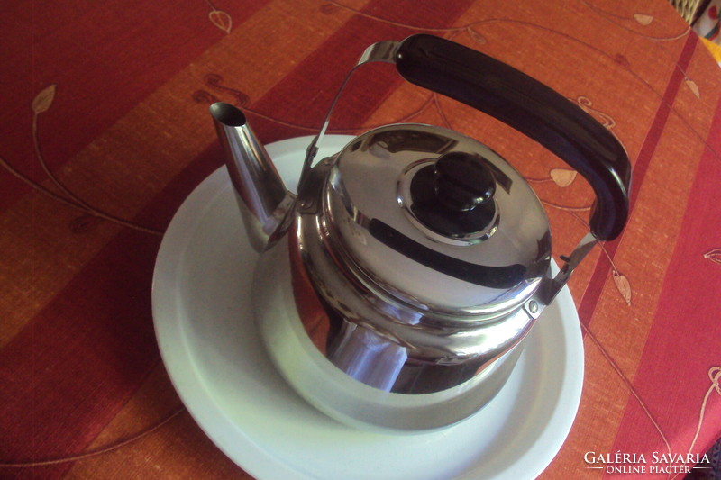 High-gloss stainless steel tea kettle.----/Attention campers!/