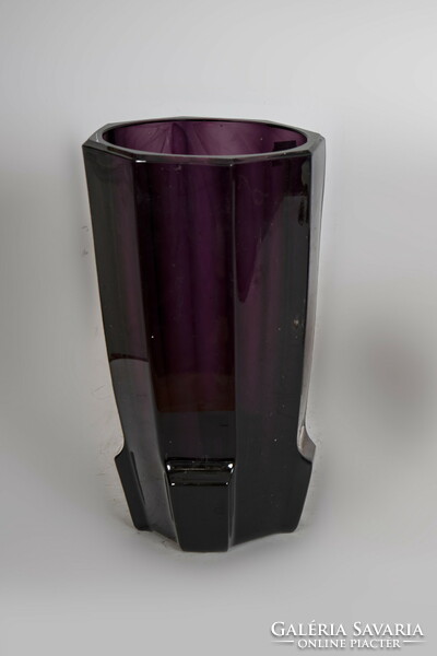 Purple moser glass vase - marked on the bottom