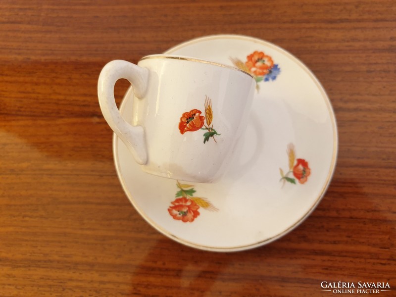 Old kp granite coffee cup small folk mug with poppy cornflowers