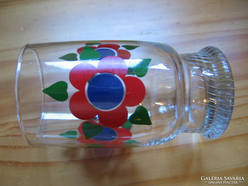Retro virágos üveg váza 2 db