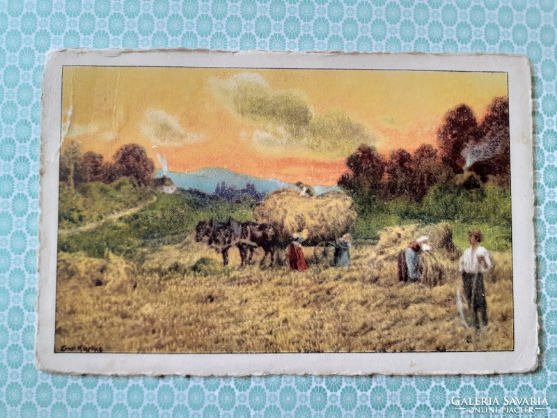 Old postcard 1919 ernst kiesling watercolor landscape art postcard