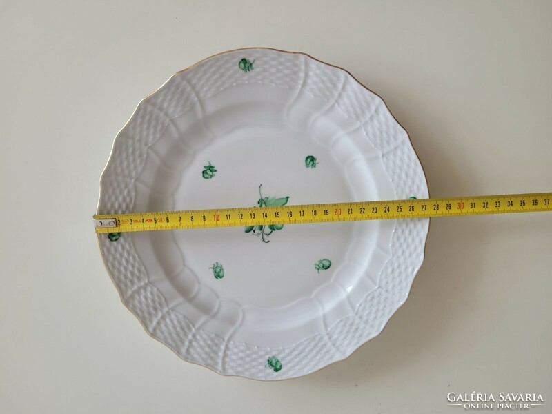 Old Herend porcelain large plate with green floral display 27.5 cm