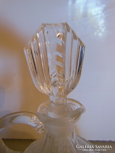 Pourer - crystal - very thick - 15 x 9 cm - 2 dl - old - vinegar - oil - flawless