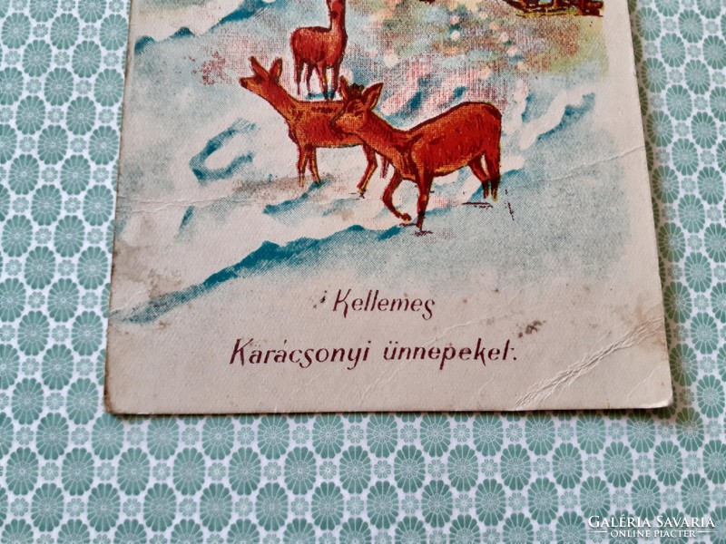 Old Christmas postcard 1940 hazel landscape postcard