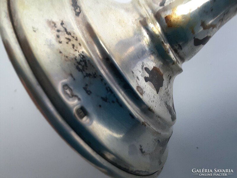 Régi ezüst talpas KÉK kristály váza - 800 -as ezüst