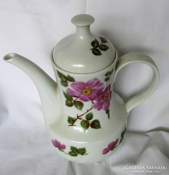Retró G.D.R. kelet német /Kahla/ virágmintás porcelán teás, kávés kanna, jelzett 25 cm magas.