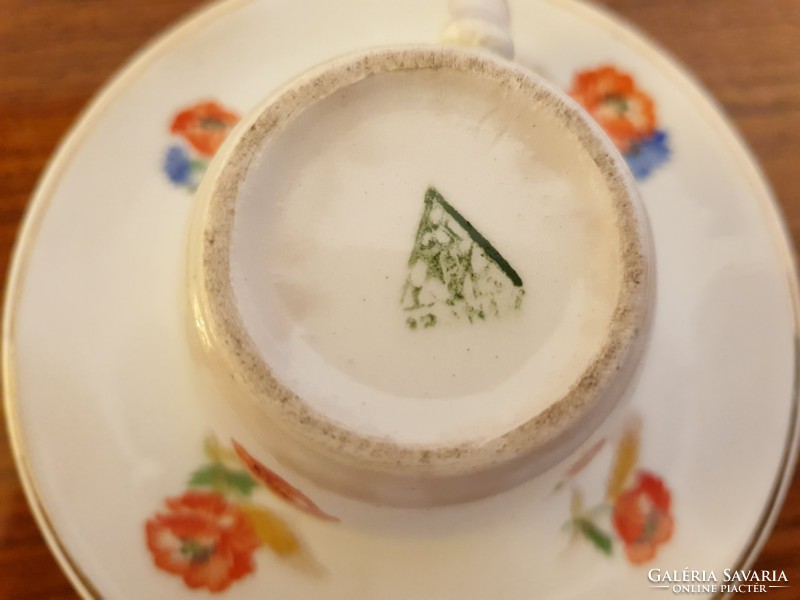 Régi KP Gránit kávés csésze pipacsos búzavirágos kis népi bögre