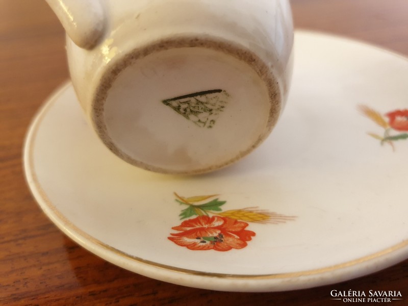 Old kp granite coffee cup small folk mug with poppy cornflowers