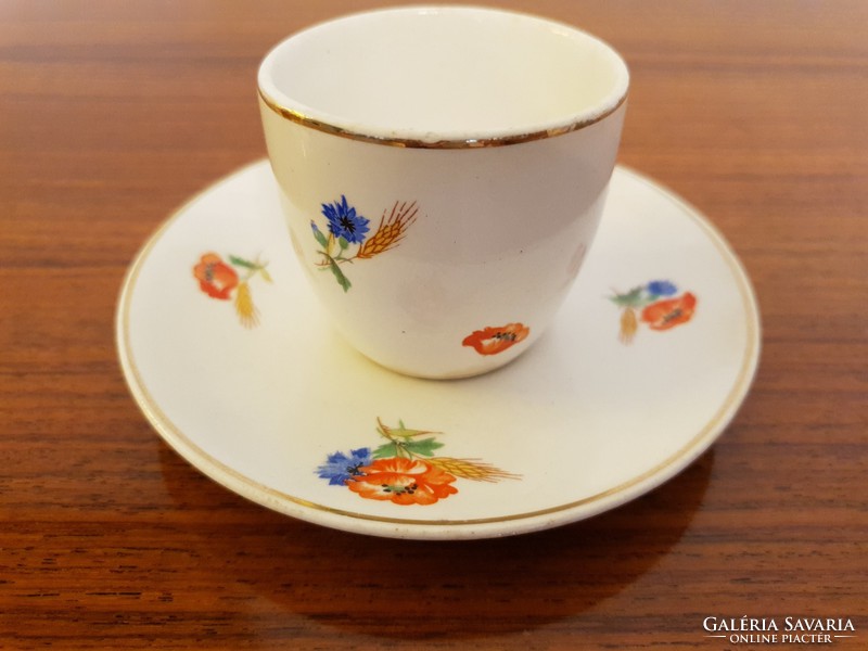 Old kp granite coffee cup small folk mug with poppy cornflowers