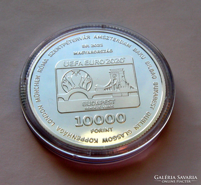 2021 – xvi. UEFA football cup - 10,000 ft silver pp - commemorative coin - in capsule + mnb certificate