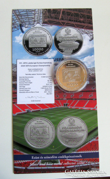 2021 – XVI. UEFA Labdarúgó-EB – 10000 Ft ezüst PP - emlékérme – kapszulában + MNB certi