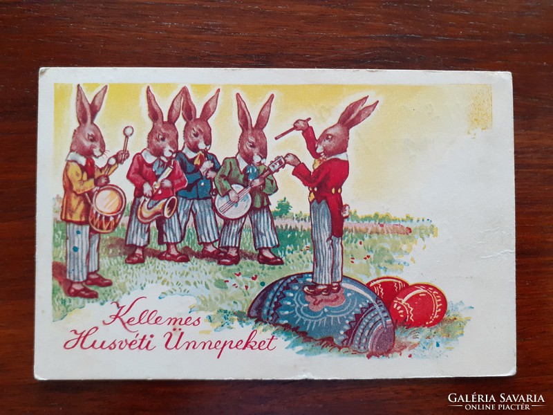 Old Easter postcard vintage bunny postcard bunny band