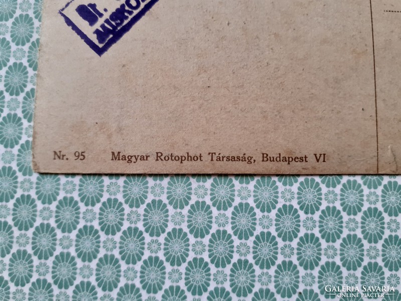 Régi képeslap 1921 Mihálovits Miklós: Az üres bölcső művészi levelezőlap