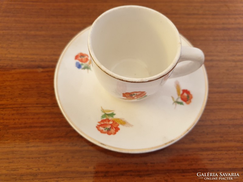 Old kp granite coffee cup small folk mug with poppy cornflowers