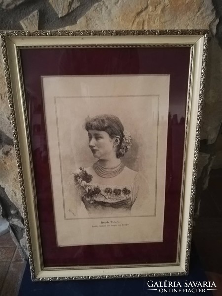 Auguste victoria woodcut-ii. Wife of German Emperor William 19th Century