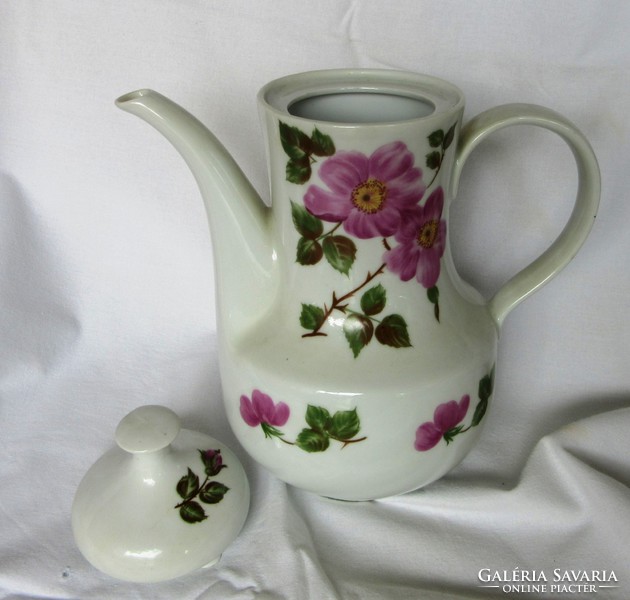 Retró G.D.R. kelet német /Kahla/ virágmintás porcelán teás, kávés kanna, jelzett 25 cm magas.