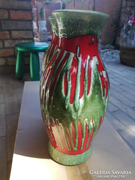 Retro folyatott mázas nagy kerámia vázák  30,5 cm