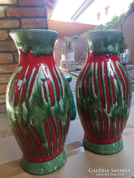 Retro folyatott mázas nagy kerámia vázák  30,5 cm
