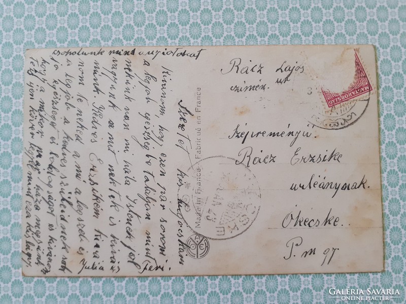 Régi fotó képeslap kislány rózsával vintage levelezőlap