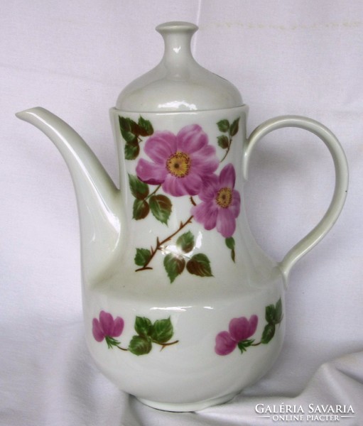 Retro g.D.R. East German /kahla/ flower-patterned porcelain tea and coffee pot, marked 25 cm high.