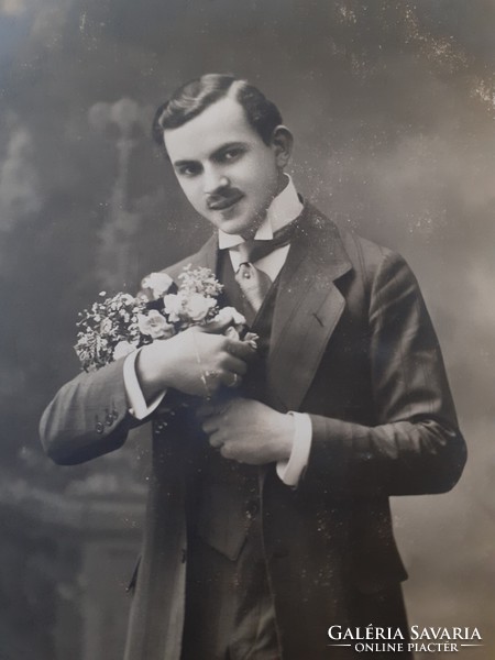 Régi férfi fotó képeslap 1914 vintage levelezőlap