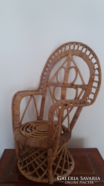 Retro játék pávaszék rattan szék fotel bababútor 34 cm