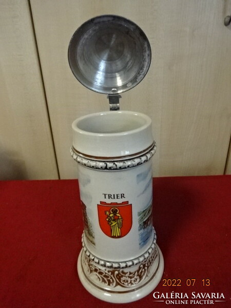 Villeroy & Boch German porcelain jug with lid, trier coat of arms. He has! Jokai.