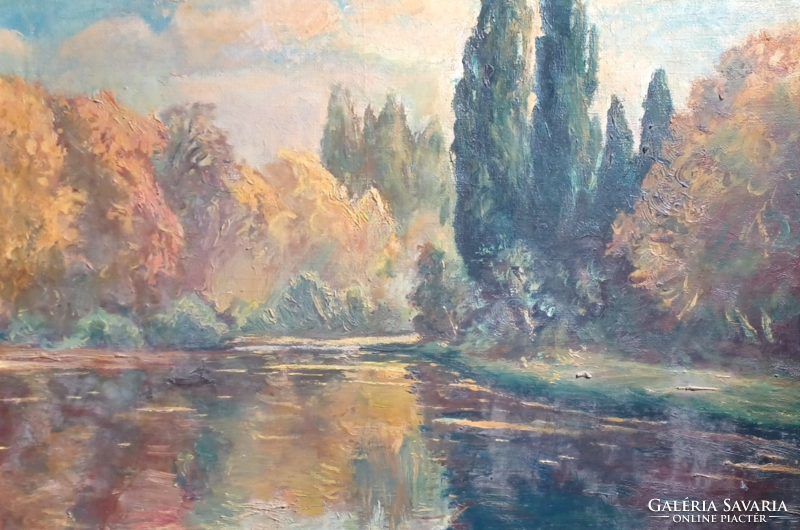Peaceful forest lake - oil painting (42×60)