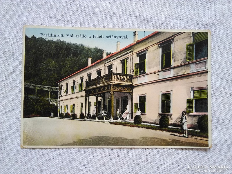 Antique Hungarian colored photo sheet/postcard parade bath ybl hostel circa 1910-20