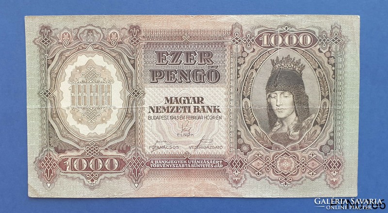 1943-as 1000 pengő VF