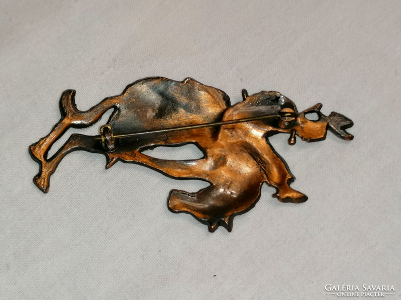 Old rodeo rider copper badge, brooch 210.