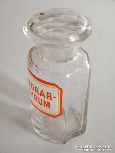 Antique medicine bottle (hydrargium) with inscription