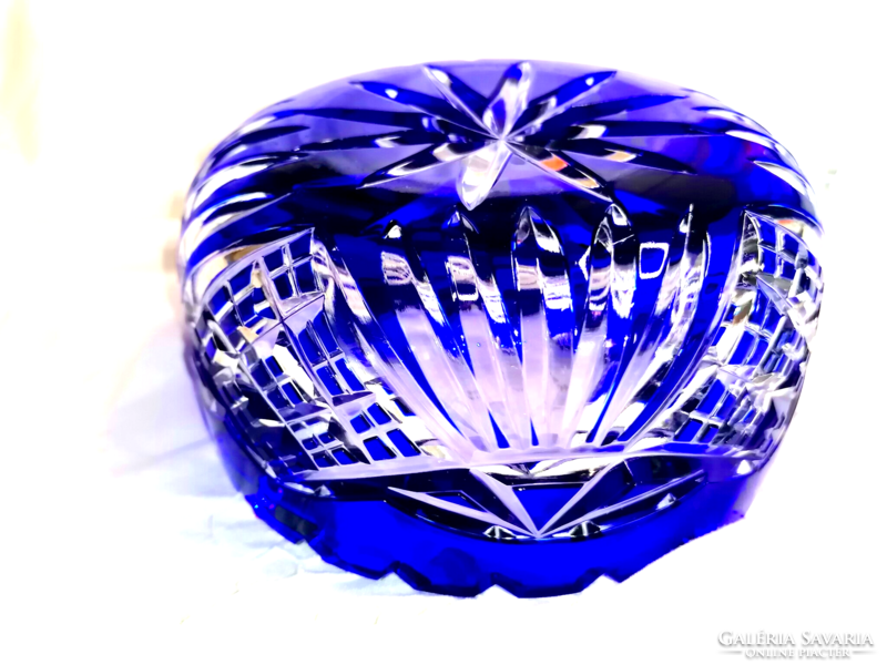 Retró kék ajkai ólomkristály tál